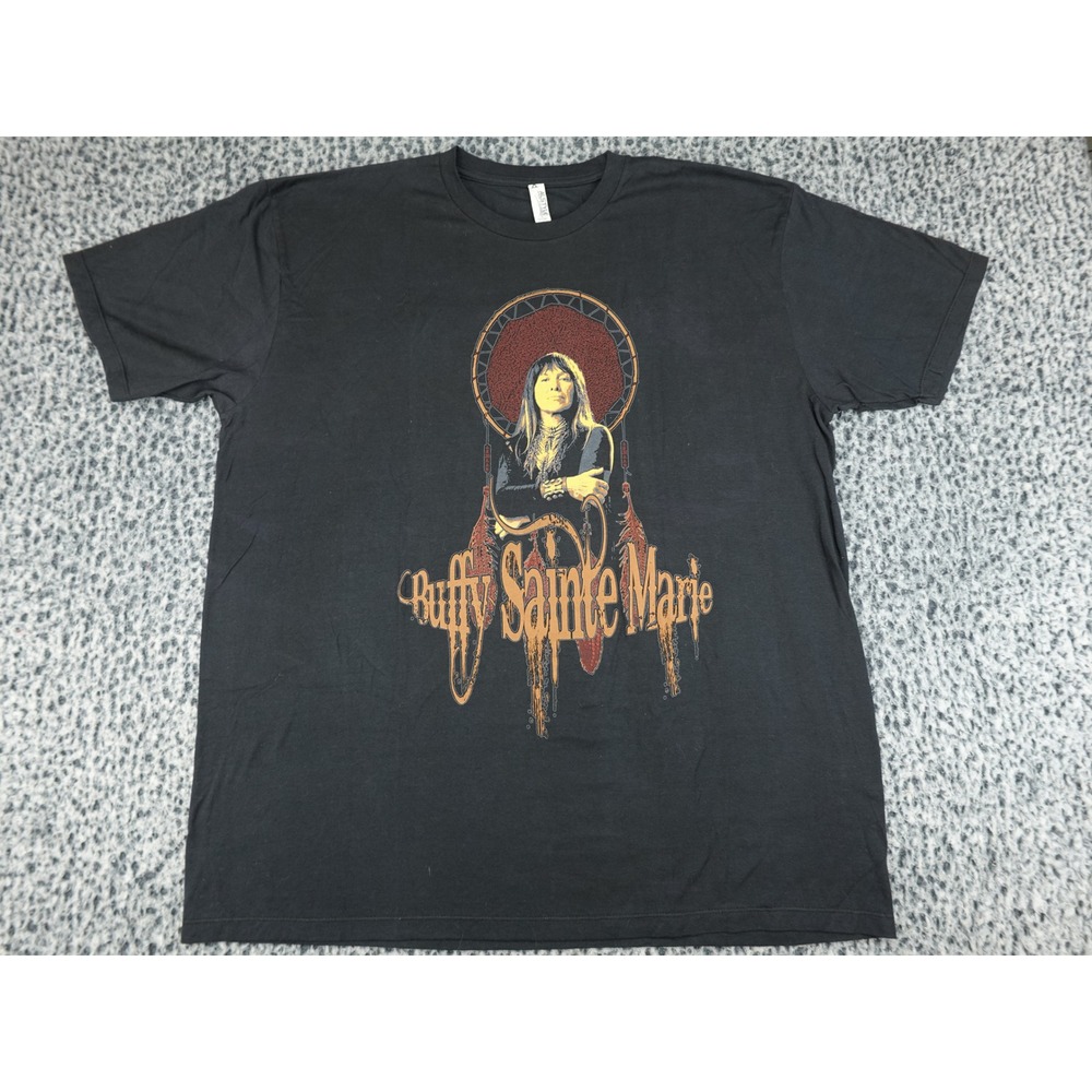 Alstyle Buffy Sainte-Marie Graphic Tee Unisex XL Black 2011 Tour Autographed